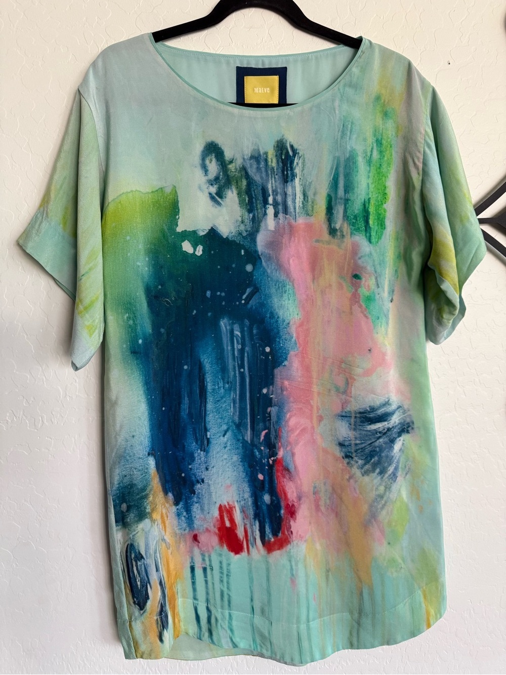 MAEVE Anthropologie Claire Desjardins Painted Silk Watercolor Tunic Dress XS - Picture 4 of 9